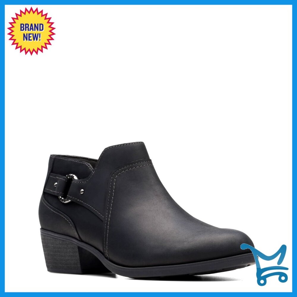 Stacked Heel Ankle Boots With Side Zip, Comfort Footbed